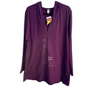 Pageant Of The Masters Womens Deep V-Neck Long Sleeve Maroon Tunic Hoodie New 2X